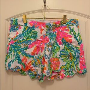 Lilly Pulitzer Neon Floral Scallop-Hem Shorts